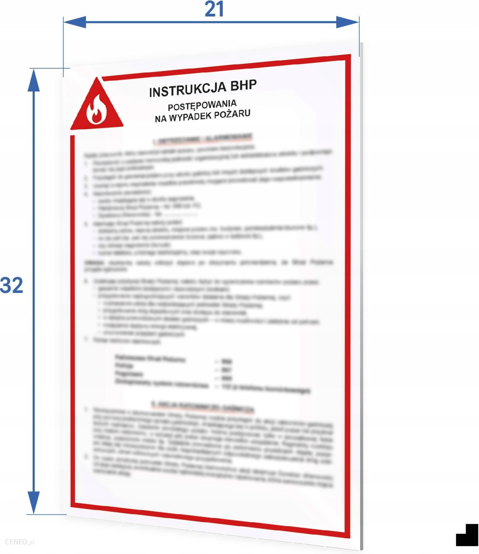 Printima Znak Instrukcja Bhp Postępowania Na Wypadek Pożaru Ceny I Opinie Ceneopl 8080
