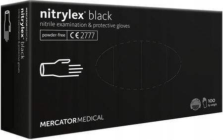 Mercator Medical Rękawiczki Nitrylowe Bezpudrowe Czarne Mercator L