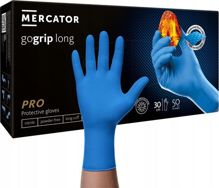 Mercator Rękawice Nitrylowe Bardzo Mocne Grip Long R. Xl