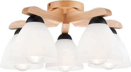 Lamkur Andreas 41230 plafon lampa sufitowa 5x60W E27 drewniany/biały