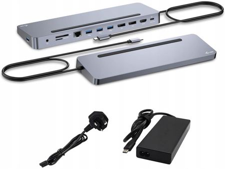I-Tec USB-C Metal Ergonomic 4K 3x Display 2x DP 1x HDMI LAN Audio Power Delivery 100 W + Universal Charger 100 W (C31FLAT2PDPRO100W)