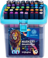 Zdjęcie Markery Artystyczne Trójkątne Dwustronne Astrapen 48 Kolorów Pędzelkowata I Ścięta Końcówka 207023015 - Alwernia