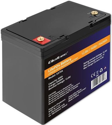 Qoltec Akumulator Lifepo4 Litowo-Żelazowo-Fosforanowy | 12.8V | 50Ah | 640Wh| Bms (53704)