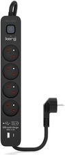 Kerg Listwa Zasilająca Przeciwprzepięciowa Z Wyłącznikiem 4 Gniazda Z Uziemieniem Usb Qc + Usb-C Qc 1,5M 16A
