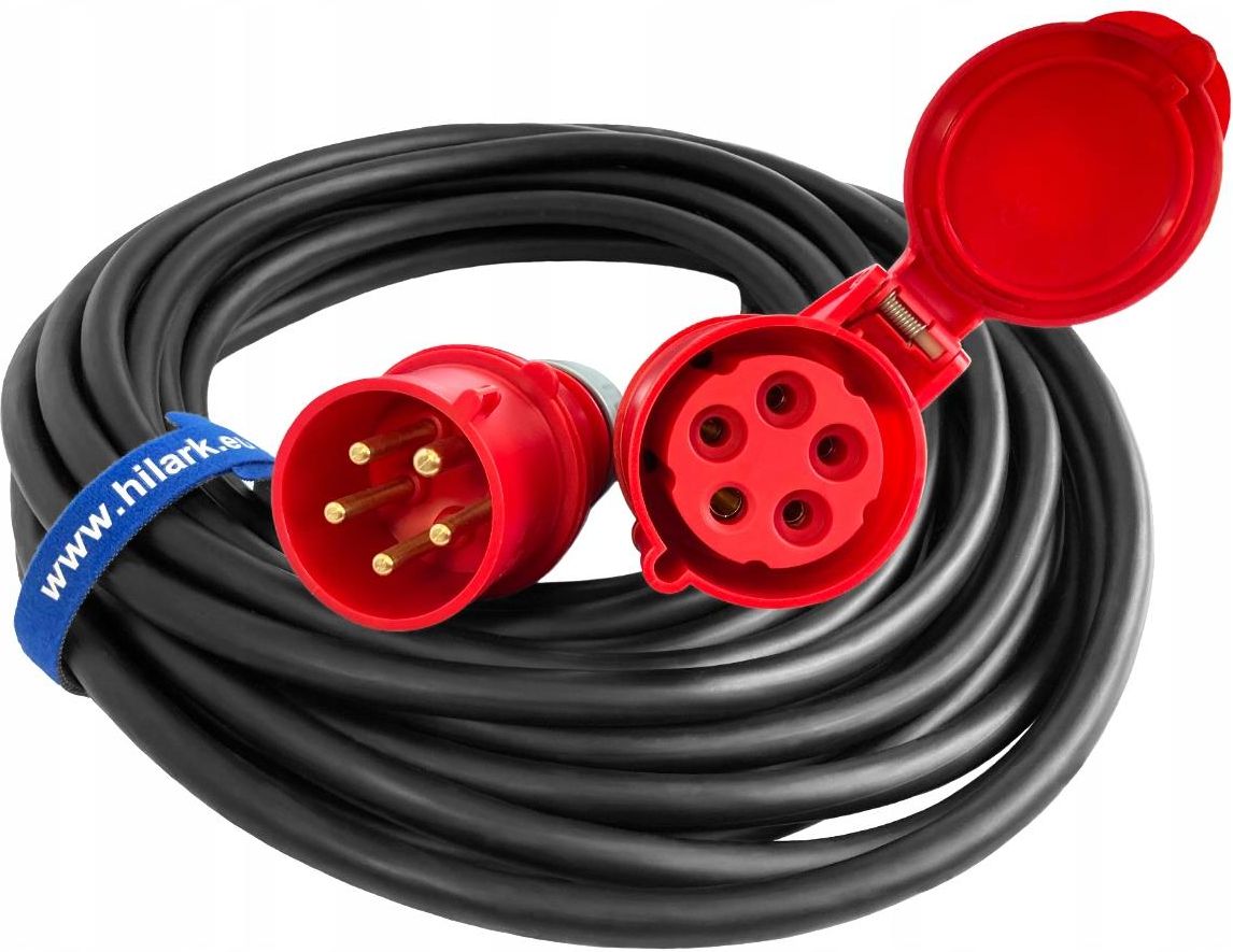 HILARK Prolunga H07RN-F 5x6 32A 25m Con Presa GRIP – Cavo In Gomma Per Cantieri E Industria, 100% Rame