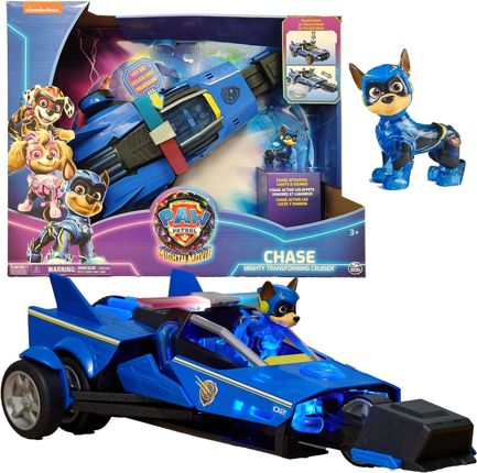 Spin Master Psi Patrol The Movie 2 Figurka Chase Niebieski Pojazd Wóz Policyjny Interaktywne Autko Deluxe Światło Dźwięk