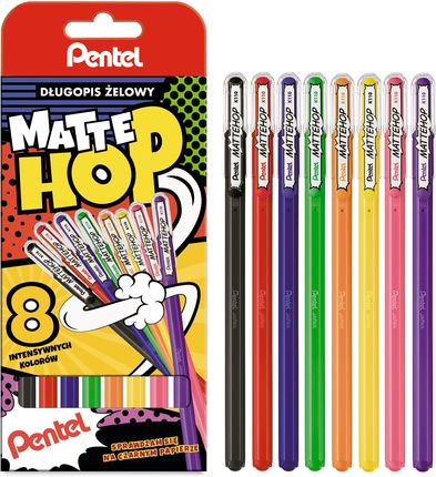 Pentel Długopis Żelowy 1,0 Mattehop Set 8 Kolorów