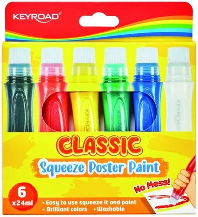 Keyroad Farby Plakatowe Keyroad 6szt. W Piórze Do Wyciskania Pudełko Mix Kolorów