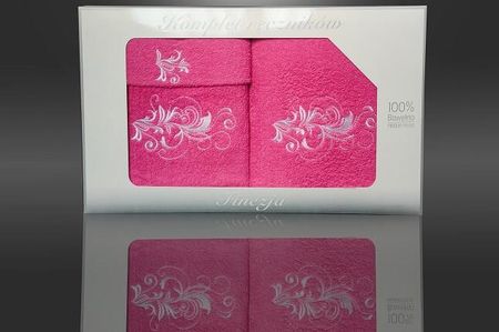 Gre-Max Zestaw Ręczników Gracias 3 Części Grafit Haft Pnącze Różowy