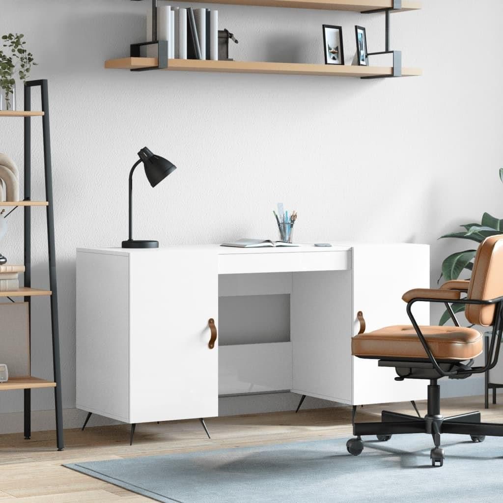 VidaXL Biurko Białe Z Połyskiem, 140X50X75 Cm, Materiał Drewnopochodny ...