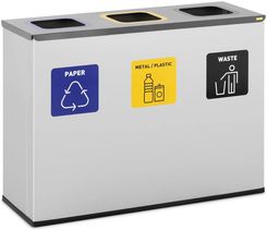 Zdjęcie Ulsonix Kosz Na Śmieci Odpady Do Segregacji 3 Komory Stal 180L Srebrny - Żary
