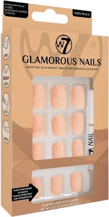 W7 Glamorous Nails Sztuczne Paznokcie White Peach 24 Szt./1 Opak.