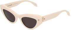 Alexander McQueen AM0407S Panie-Okulary słoneczne Pełna obręcz Motyl Tworzywo sztuczne-ramka, beżowy