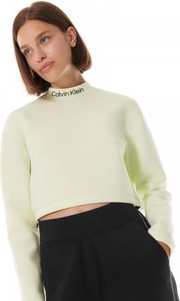 Damska bluza dresowa nierozpinana z półgolfem Calvin Klein Women 00GWF3W326 - zielona