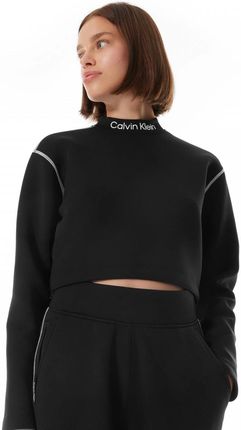 Damska bluza dresowa nierozpinana z półgolfem Calvin Klein Women 00GWF3W326 - czarna