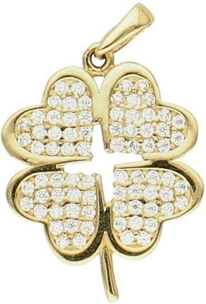 Diament Zawieszka złota Koniczyna z cyrkoniami 585
