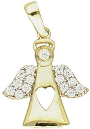 Diament Złota zawieszka 375 aniołek biżuteryjny z cyrkoniami