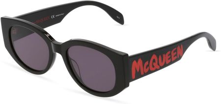 Alexander McQueen AM0330S Panie-Okulary słoneczne Pełna obręcz Owal Tworzywo sztuczne-ramka, czarny