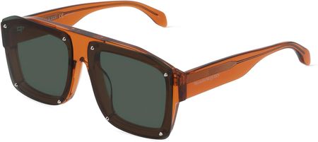 Alexander McQueen AM0335S Unisex-Okulary słoneczne Pełna obręcz Kwadrat Tworzywo sztuczne-ramka, pomarańczowy