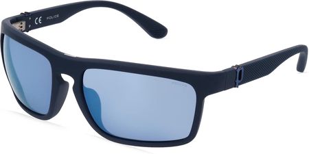 POLICE POISPLF63 Mężczyźni-Okulary słoneczne Pełna obręcz Kwadrat Tworzywo sztuczne-ramka, niebieski