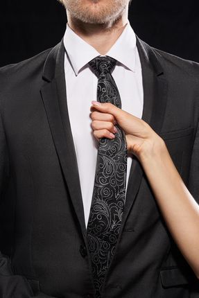 Klasyczny krawat w roślinny wzór męski elegancki