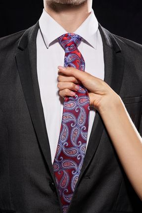 Klasyczny krawat w roślinny wzór męski elegancki