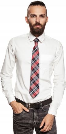 Klasyczny krawat męski z nadrukiem w kratę