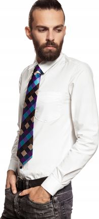 Klasyczny krawat męski z nadrukiem w kratę