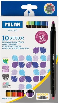 Milan Flamastry Bicolor 10Szt 20Kol Dwustronne 021285