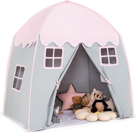 Costway Domek Namiot Dla Dzieci Do Zabawy Szaro-Różowy