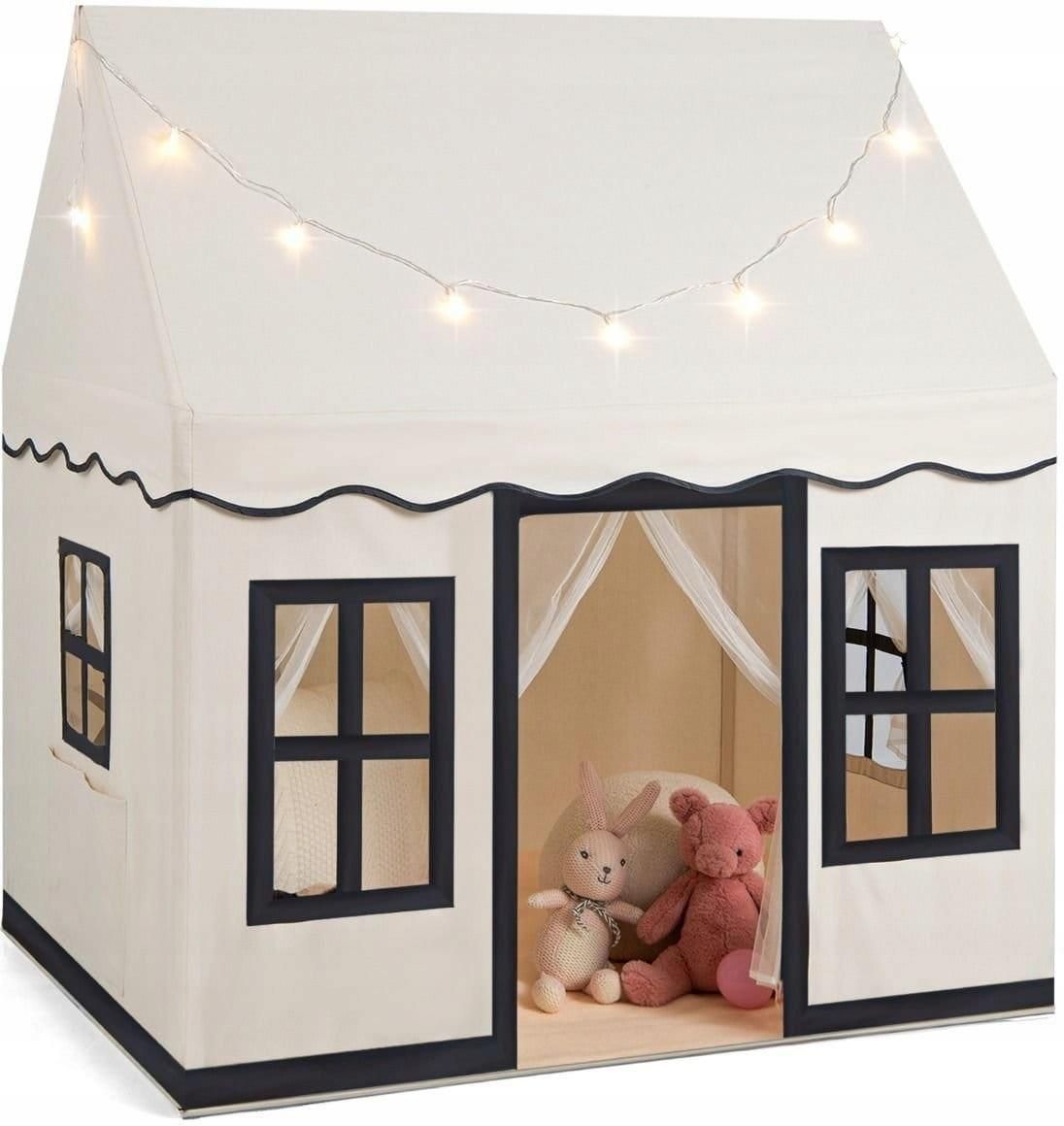 Costway Domek Namiot Dla Dzieci Do Zabawy Z Oknami Beżowy Ceny i