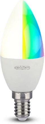 V-Tac Żarówka Led Wifi 4.8W E14 Świeczka Smart Amazon Alexa Google Home Vt-5114 Rgb+2700K-6400K 450Lm  (Sku212754)