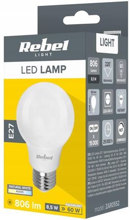 Rebel Lampa Led A60 8,5W 4000K, 230V (Zar0552) - zdjęcie 3