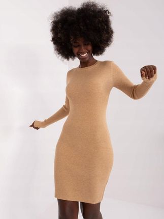 Sukienka camelowa bodycon w prążek mini one size