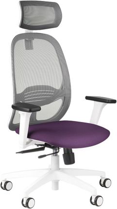 Limited Edition - Krzesło biurowe Nodi WS HD Grafit z fioletowym siedziskiem - biały stelaż, siatkowe oparcie, idealne dla dzieci, czy do domowego biu