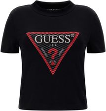 Damska Koszulka z krótkim rękawem Guess SS MN Triangle Strass Tee W3Bi54J1314-Jblk – Czarny