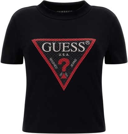 Damska Koszulka z krótkim rękawem Guess SS MN Triangle Strass Tee W3Bi54J1314-Jblk – Czarny