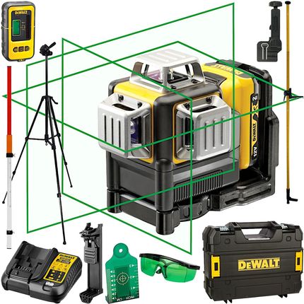 DEWALT DCE089D1G Laser samopoziomujący 3x 360° zielony + statyw + tyczka + łata + detektor - Autoryzowany Dystrybutor