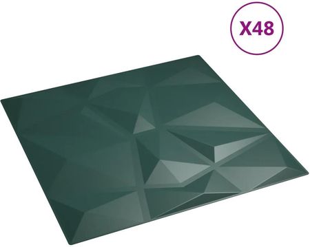 vidaXL Panele Ścienne 48szt. Zielone 50x50cm 12m2 Diament 356930