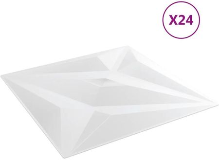 vidaXL Panele Ścienne 24szt. Białe 50x50cm 6m2 Gwiazda 356932