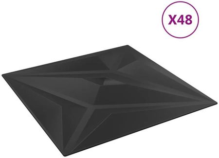 vidaXL Panele Ścienne 48szt. Czarne 50x50cm 12m2 Gwiazda 356936