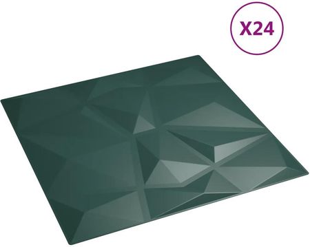 vidaXL Panele Ścienne 24szt. Zielone 50x50cm 6m2 Diament 356929