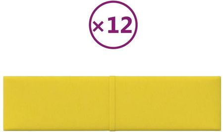 vidaXL Panele Ścienne 12szt. Żółte 60x15cm Tkanina 108m2 344060