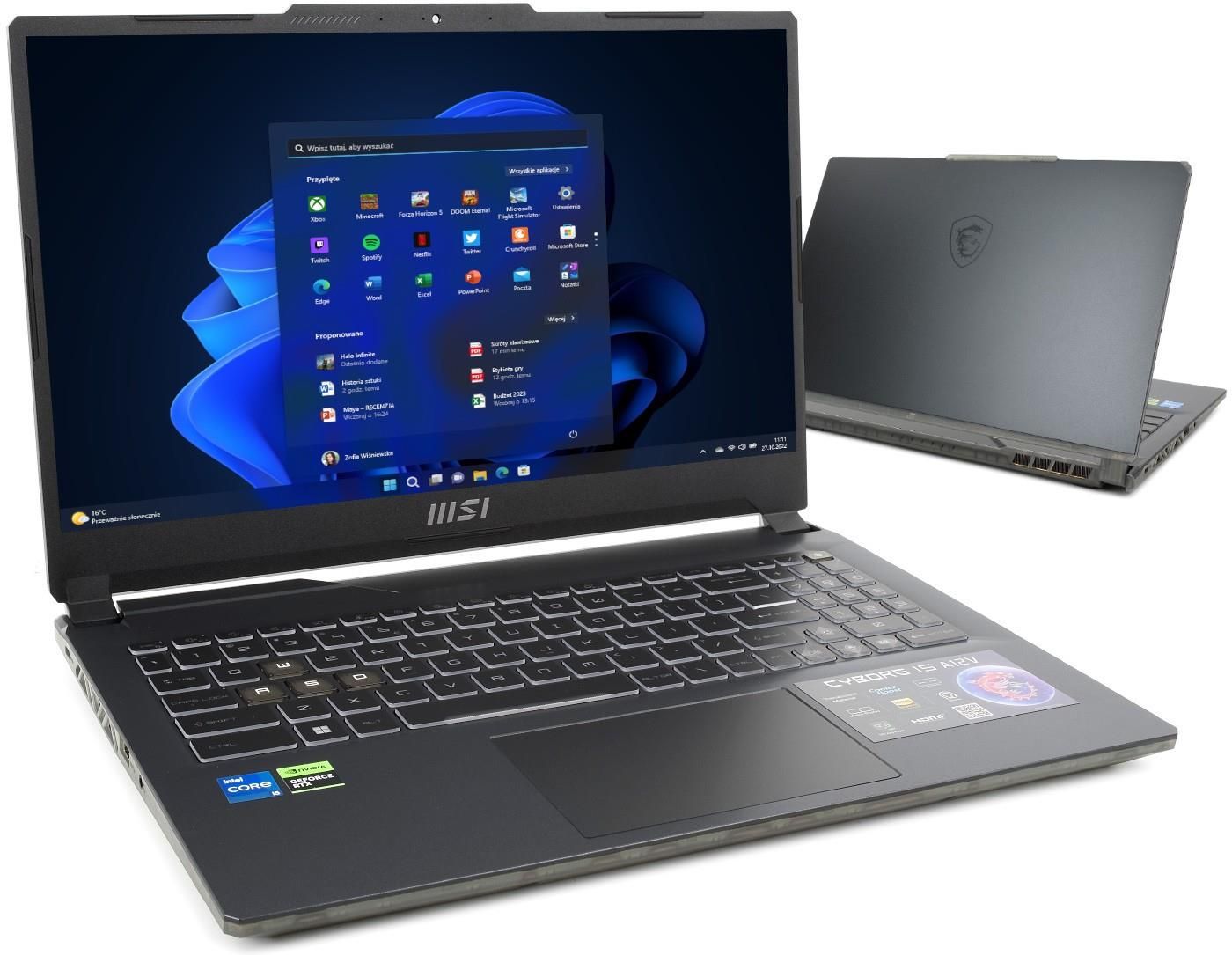 Laptop Msi Crosshair 15 C12VG-246PL 15,6 /i7/64GB/2TB/Win11 ...