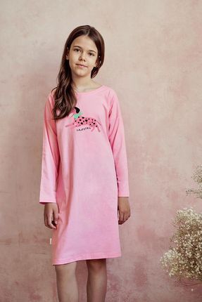 koszula nocna dziewczeca,PIesek,długi rekaw    (cukierkowy róż, 146)