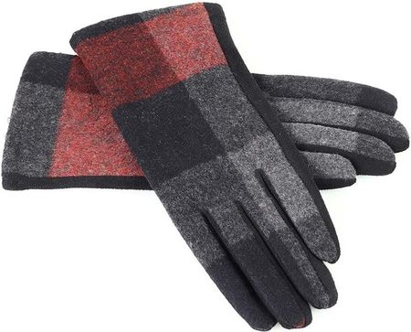 Rękawiczki damskie w kratę z bawełną - MARCO MAZZINI - czerwone