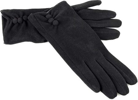 Rękawiczki damskie materiałowe, cienkie, z guzikiem - MARCO MAZZINI - czarny