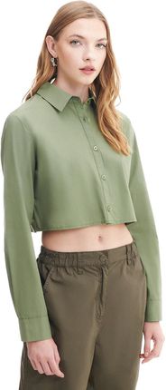 Cropp - Ciemnozielona krótka koszula - Zielony