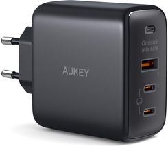 Ładowarka Aukey PA-B6T GaN, 2x USB-C, USB-A, QC, PD 65W