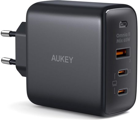 Ładowarka Aukey PA-B6T GaN, 2x USB-C, USB-A, QC, PD 65W